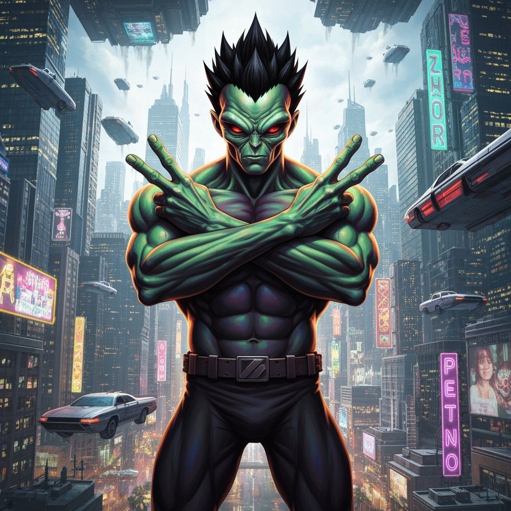 Alien Thugs in Neon Alley - Cyberpunk Style