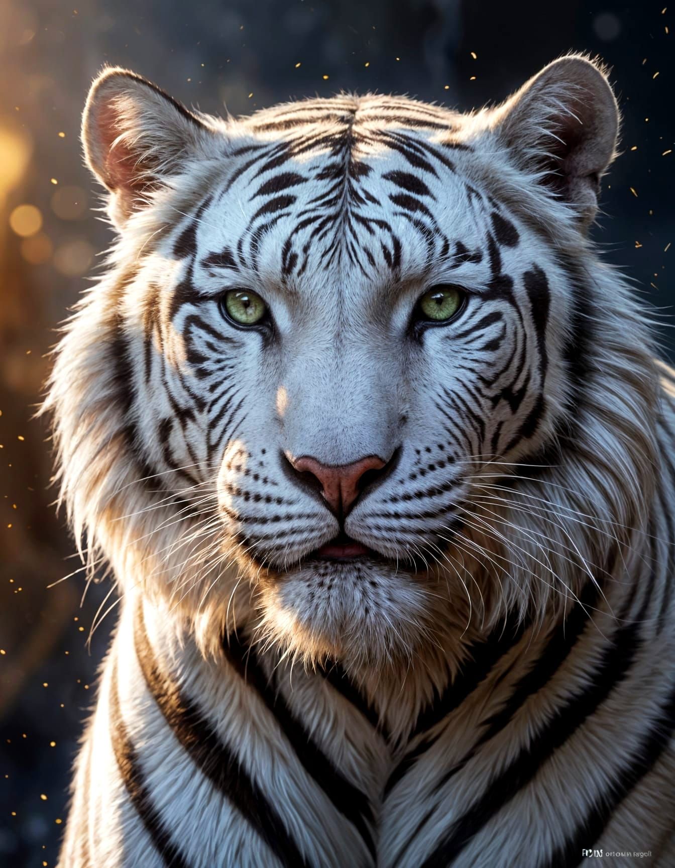 Anime White Tiger Digital Portrait with Soft Lighting