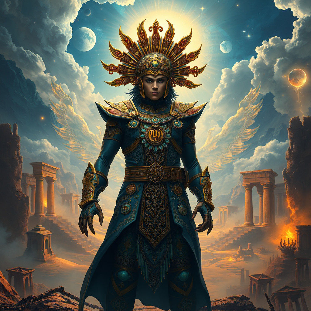 Captain Peru in Mystical Landscape, Cinematic Matte Painting