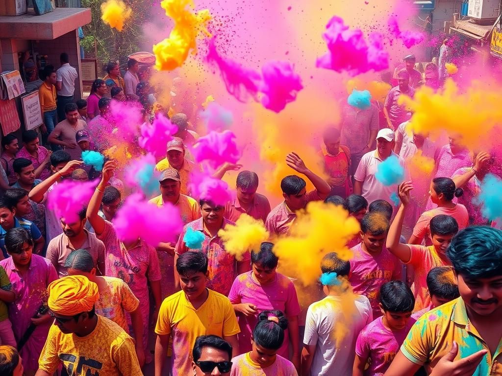 Kaleidoscope of Colors: A Vibrant Holi Festival Scene