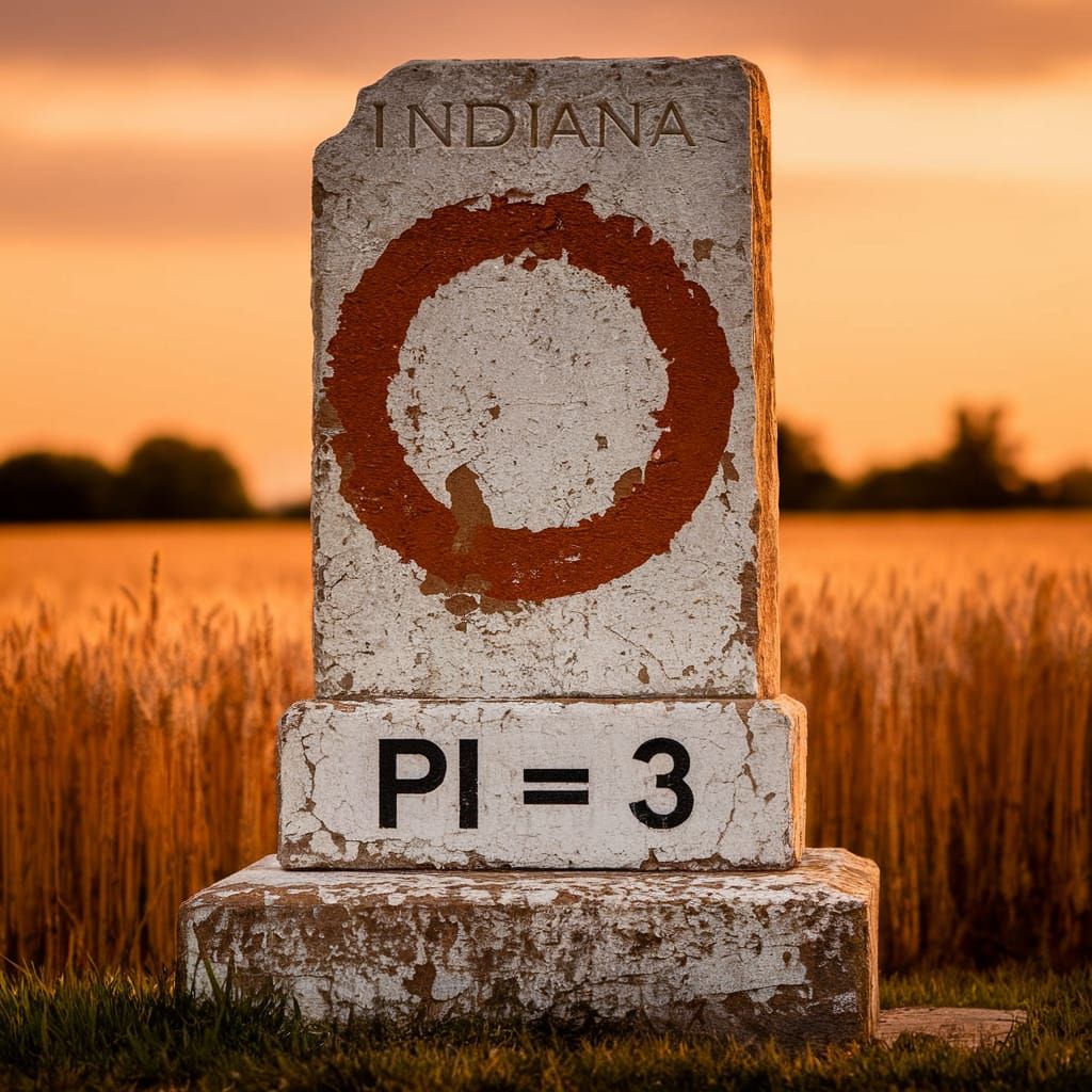 Weathered Indiana Statute Surrounded by Golden Wheat Fields