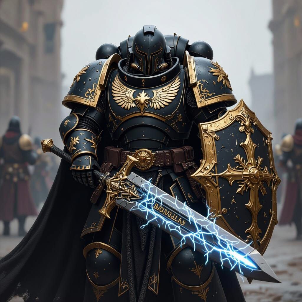 Gilded Templar Space Marine in Battle-Torn Armor