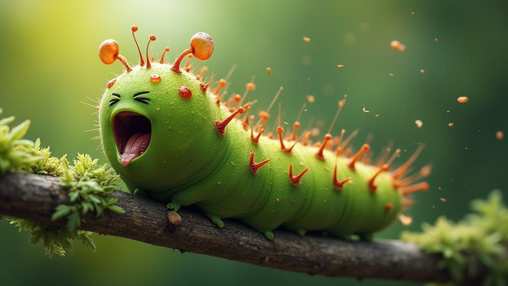 Excited Caterpillar in Rassouli Style