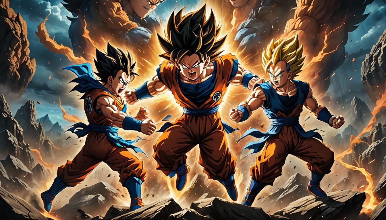 Goku and Vegeta Team Up: Anime Art