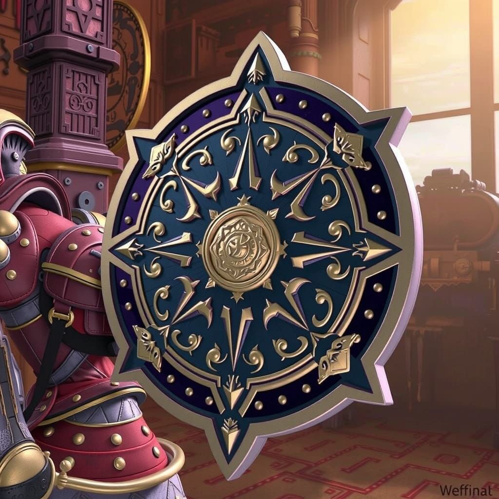 Hyper Realistic Shield Concept Art in Vibrant Digital Style