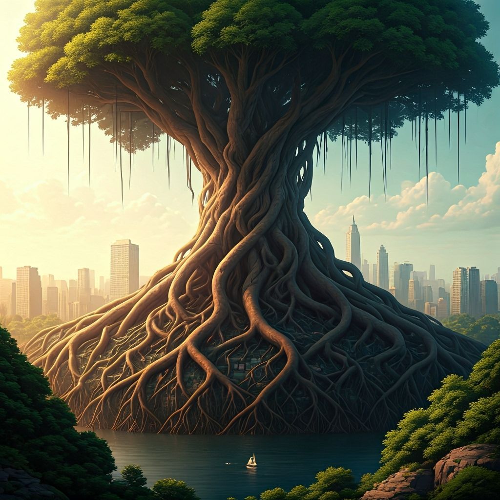 Colossal Tree Roots Enveloping Cities