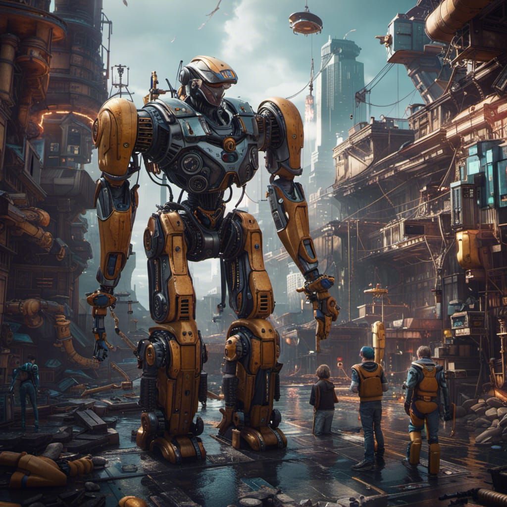 Robotic Students in 2099: Detailed Matte Painting