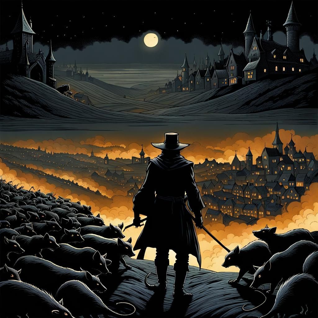 Pied Piper of Gamelin Dark Fairy Tale Art