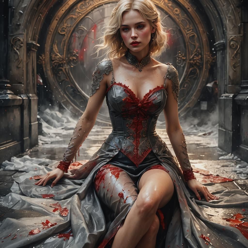 Victorian Girl in Rainy Street: Watercolor Abstract