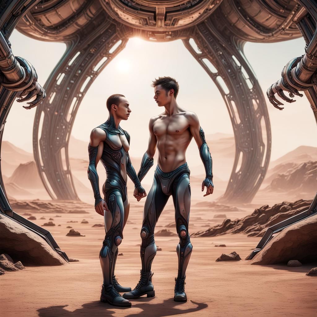 Gay Couple in Sci-Fi Alien City
