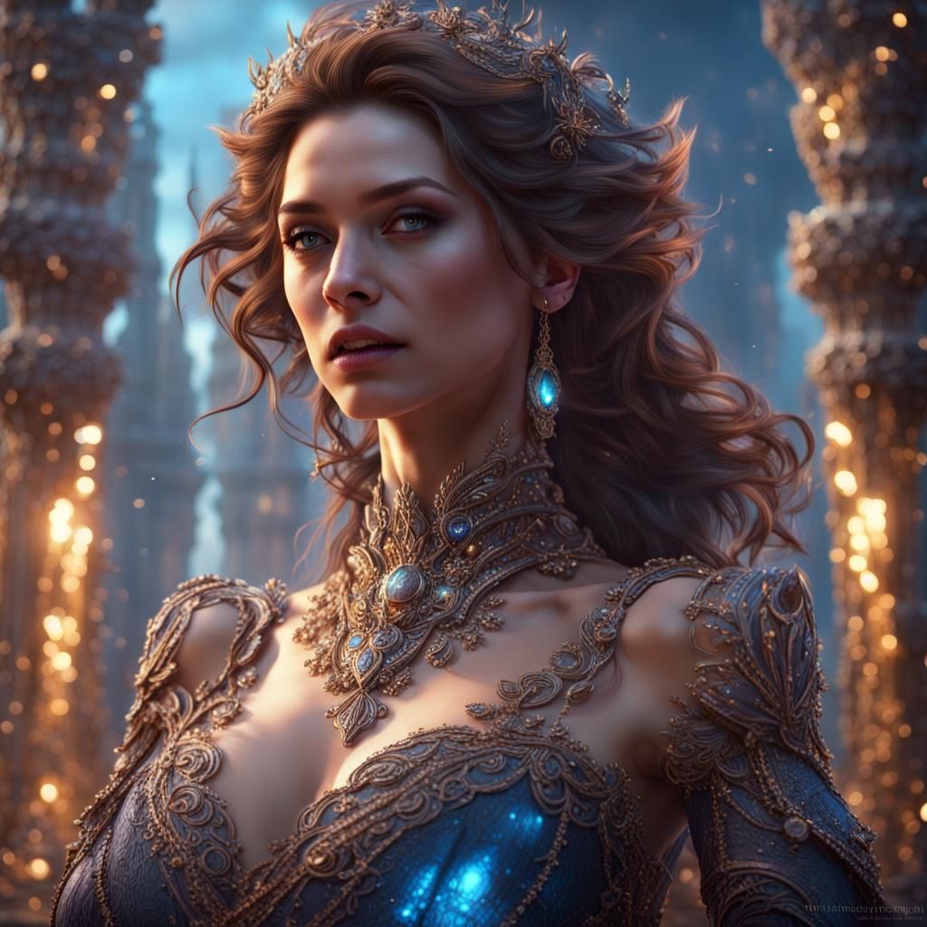 Warrior Transforms into Crystalline Figure: Digital Art