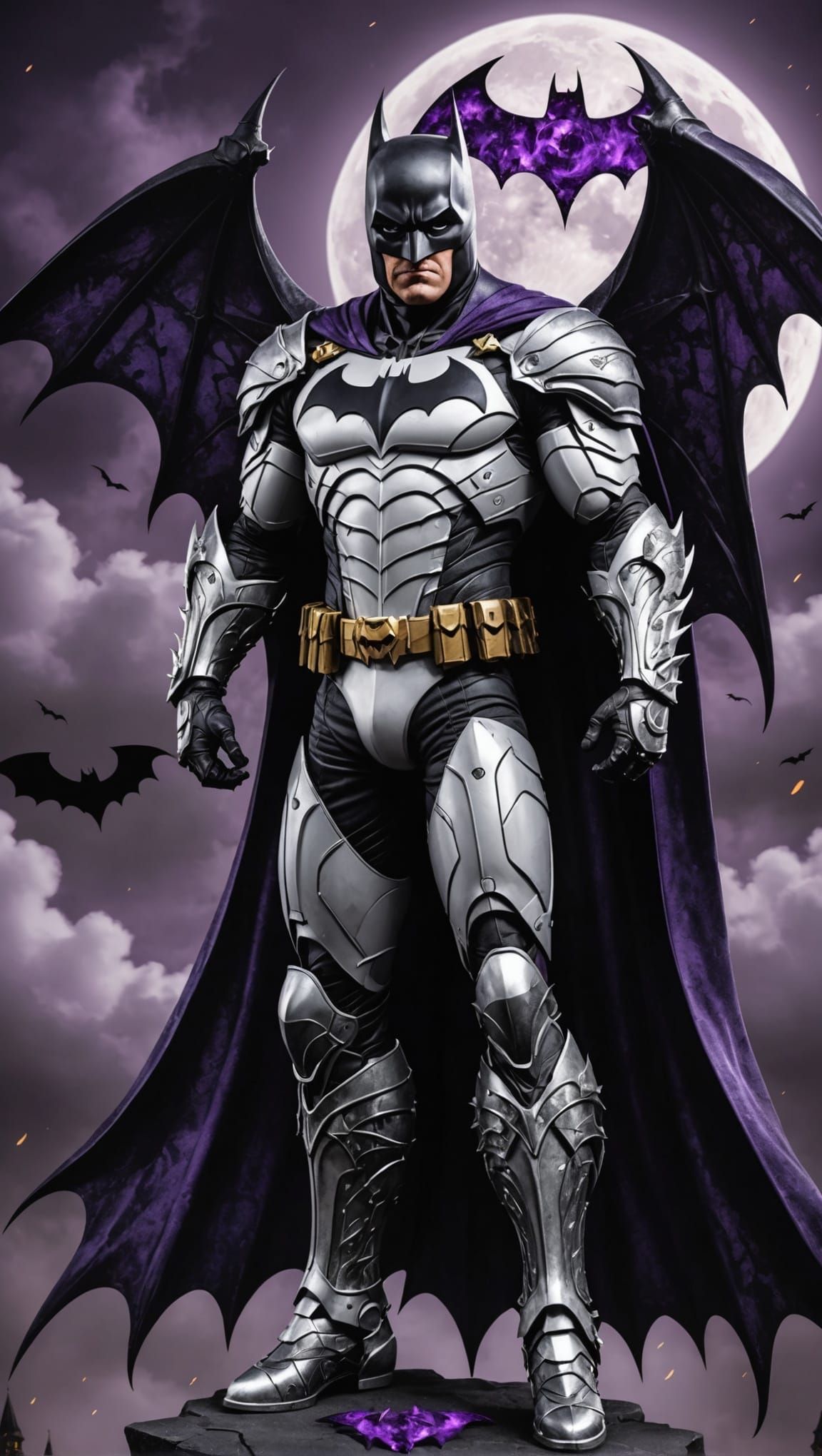Batman in White Crystal Armor with Bat Wings