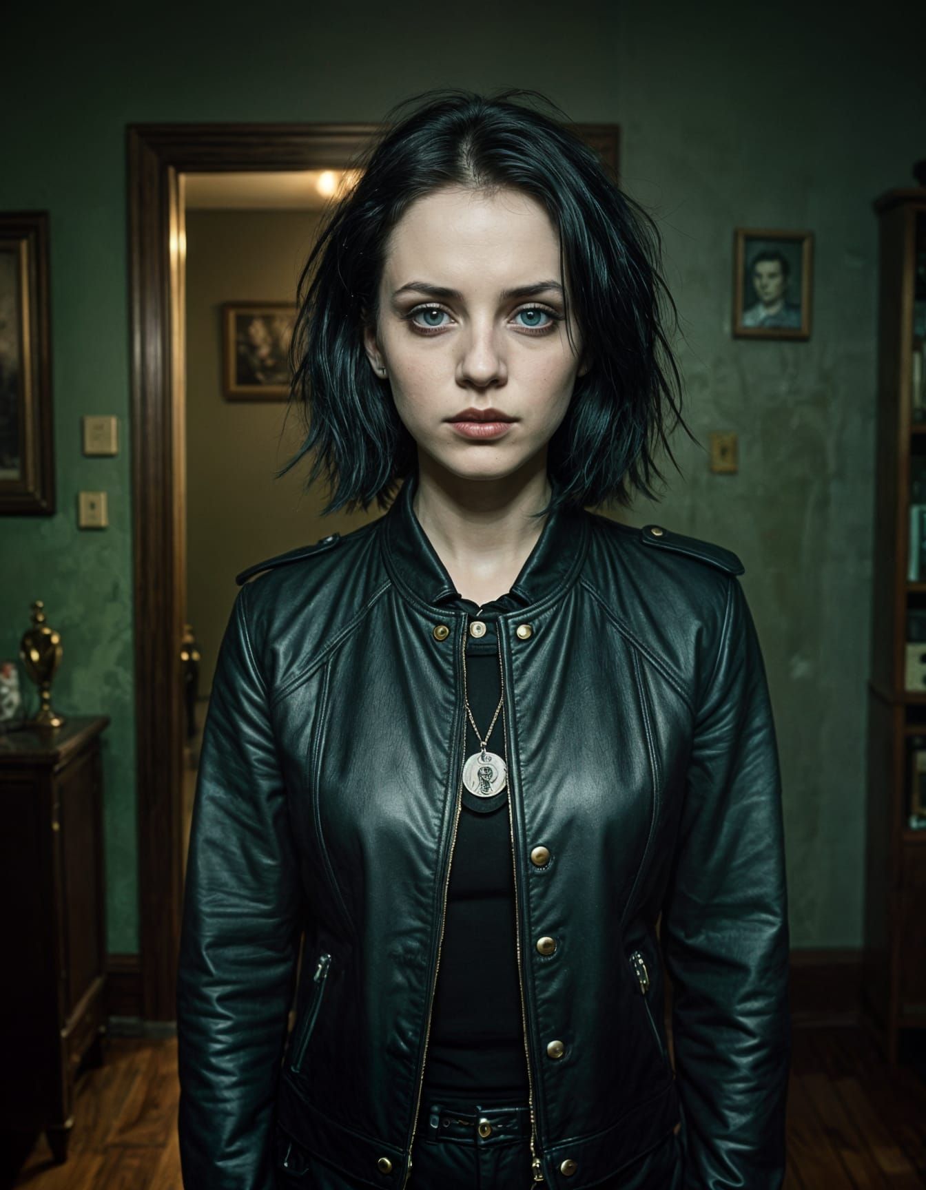 1980s Gothic Portrait with VHS Aesthetic