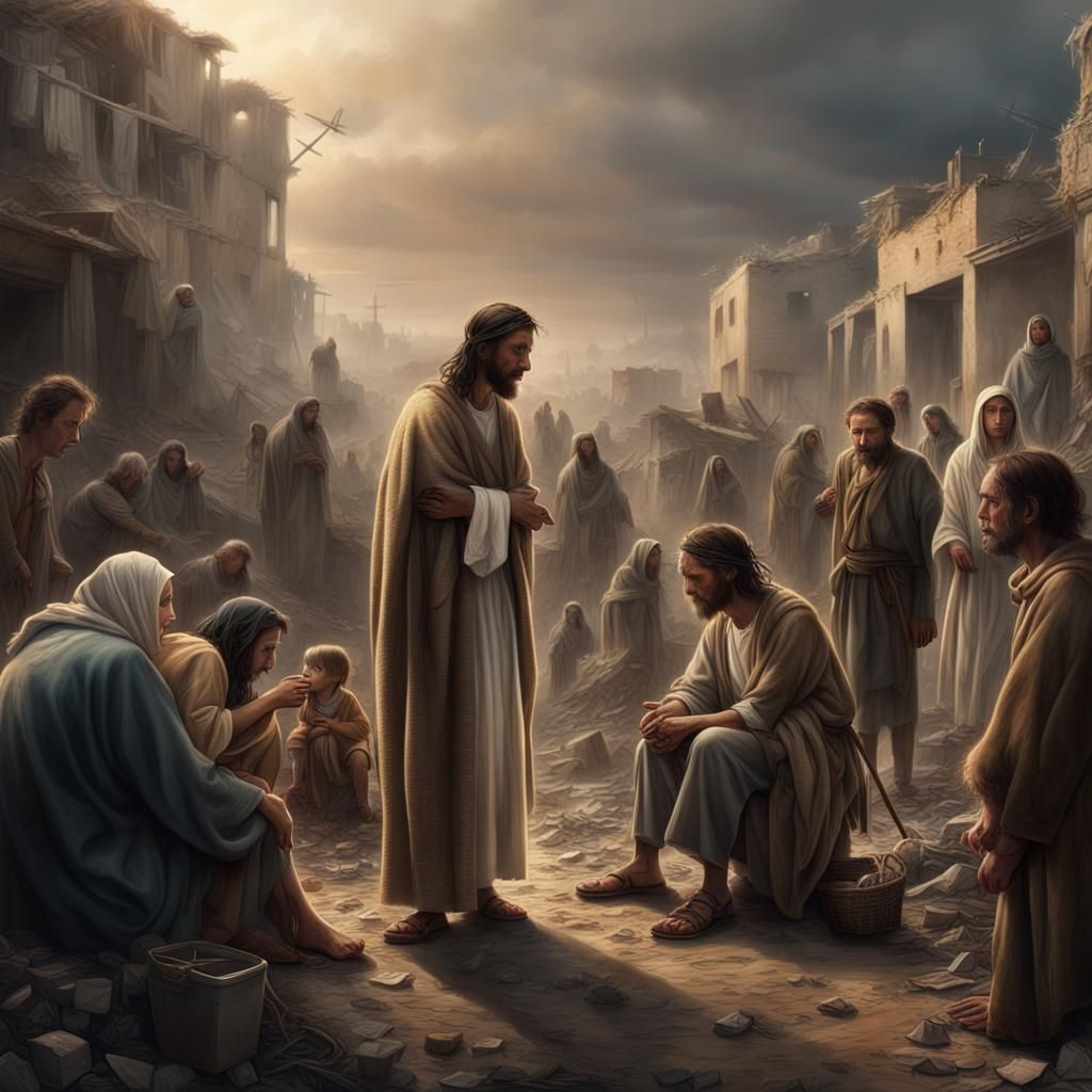 Jesus Comforts War-Torn Nation: Digital Matte Painting