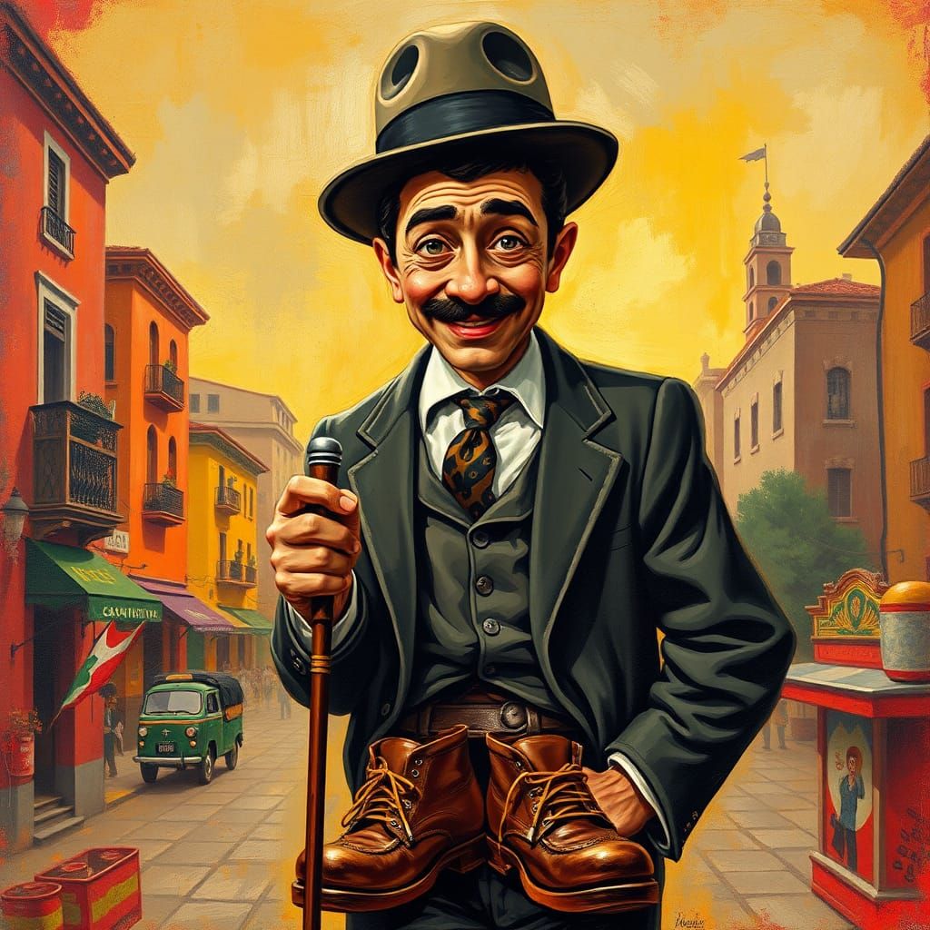 Comedian Portrait in Mexican Muralist Style