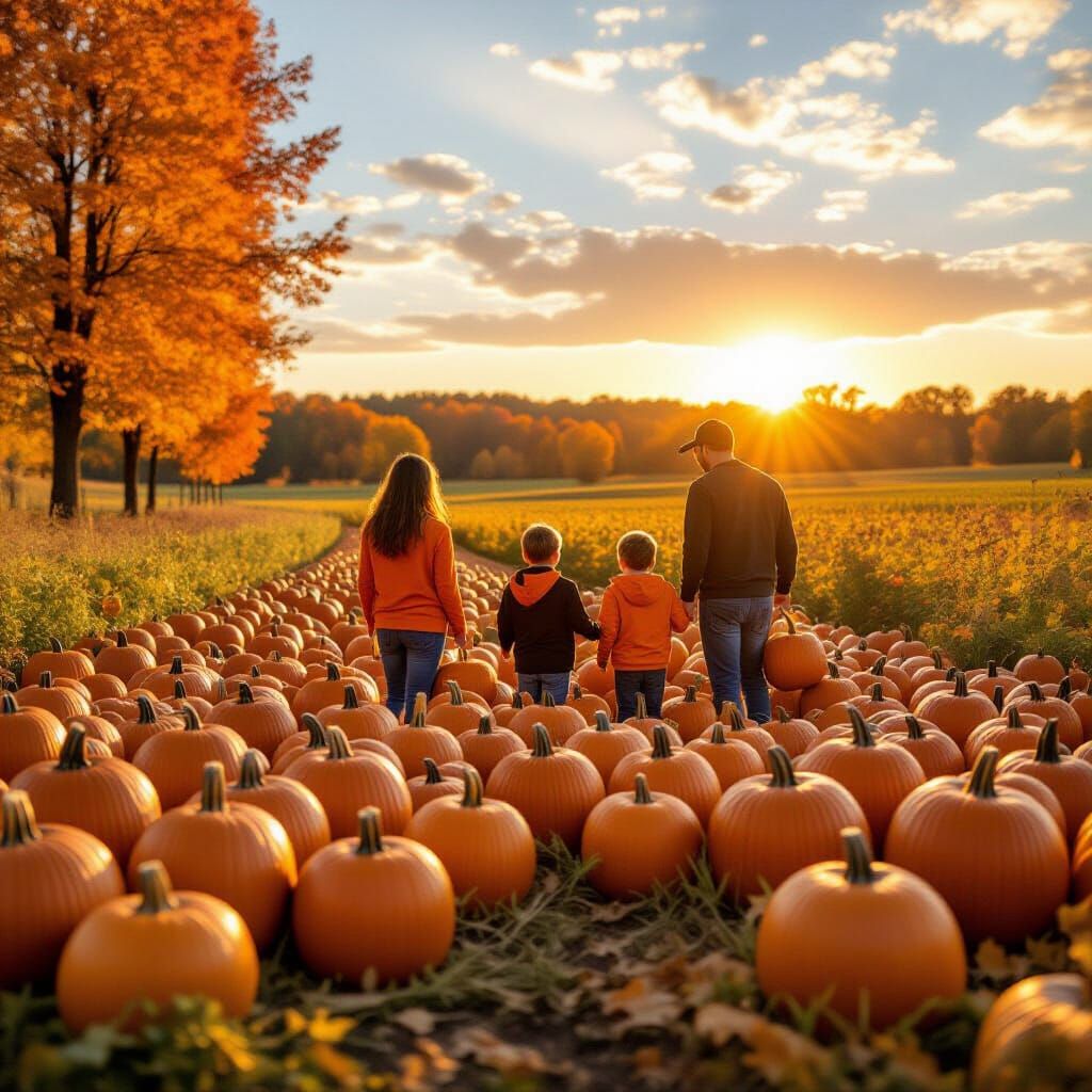 A country pumpkin patch with many various sizes of orange pu...