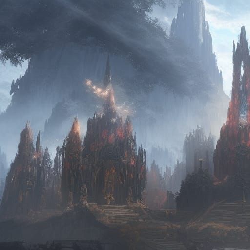Fantastical Destiny: Detailed Matte Painting in Deep Color
