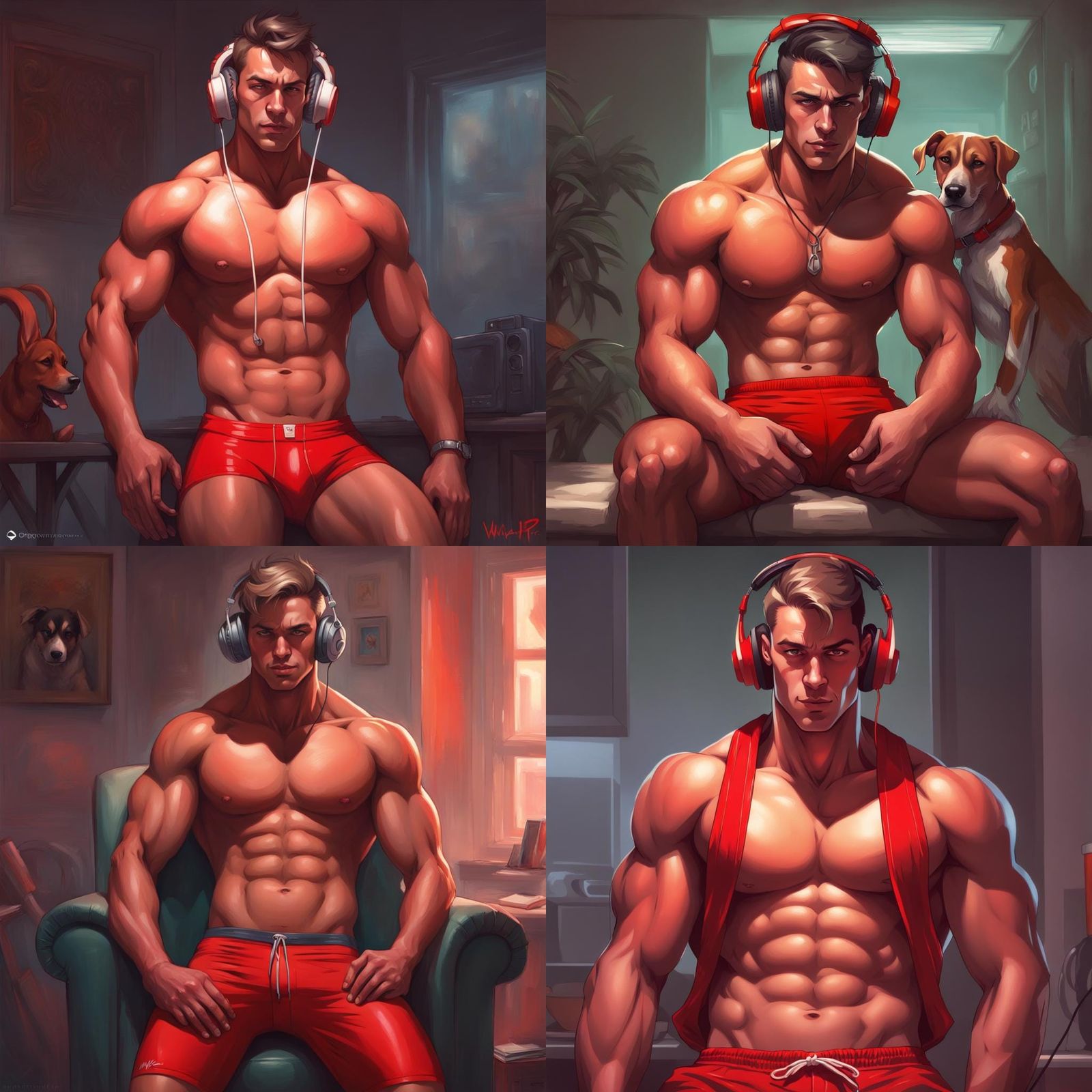 Dog-Headed Bodybuilder in Hyperdetailed Digital Art