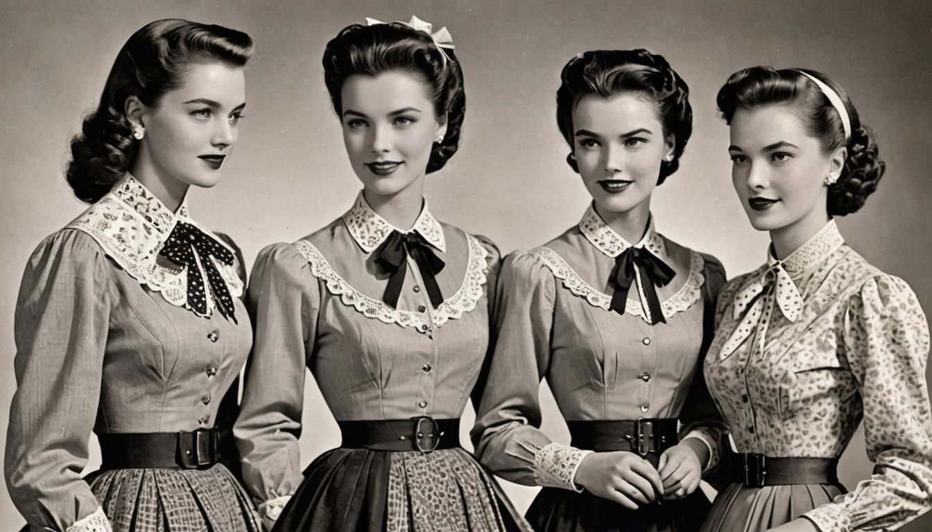 Elegant Women in 1950s Formal Wear