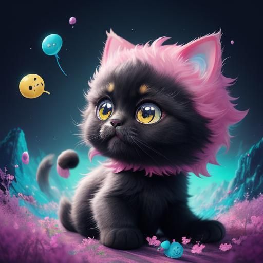 Cute Kawaii Cat Profile Picture in Detailed Digital Art