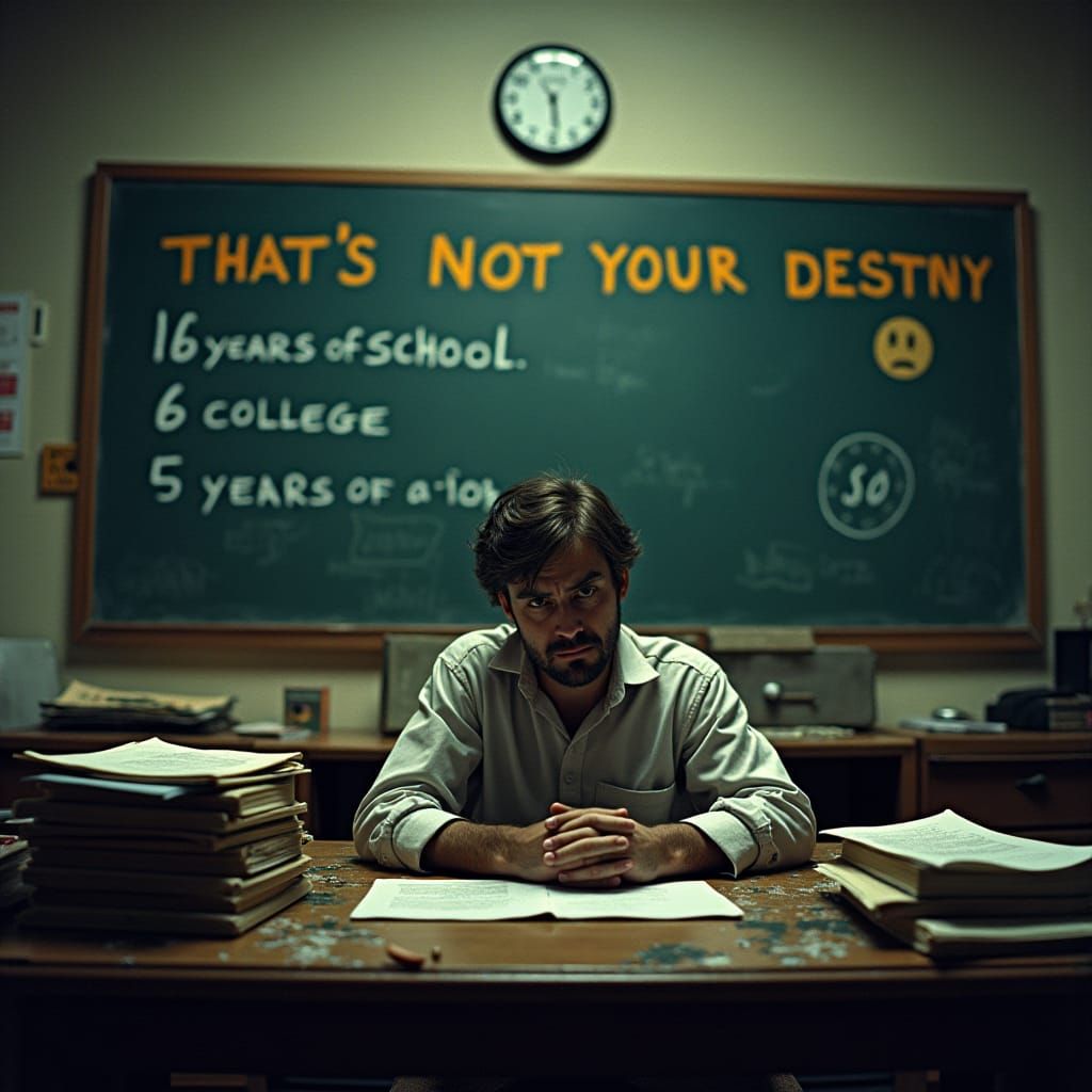 Despair and Hope: Cinematic Still of Weary Worker