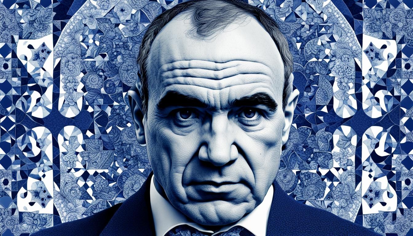 Garry Kasparov in Delft Blue Psychedelic Poster Art