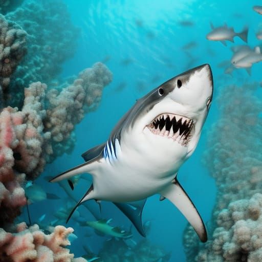 Shark Swimming in Coral Reefs: Professional Photography