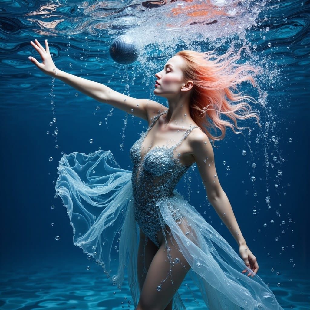 Glowing Water Goddess in Underwater Disco Scene