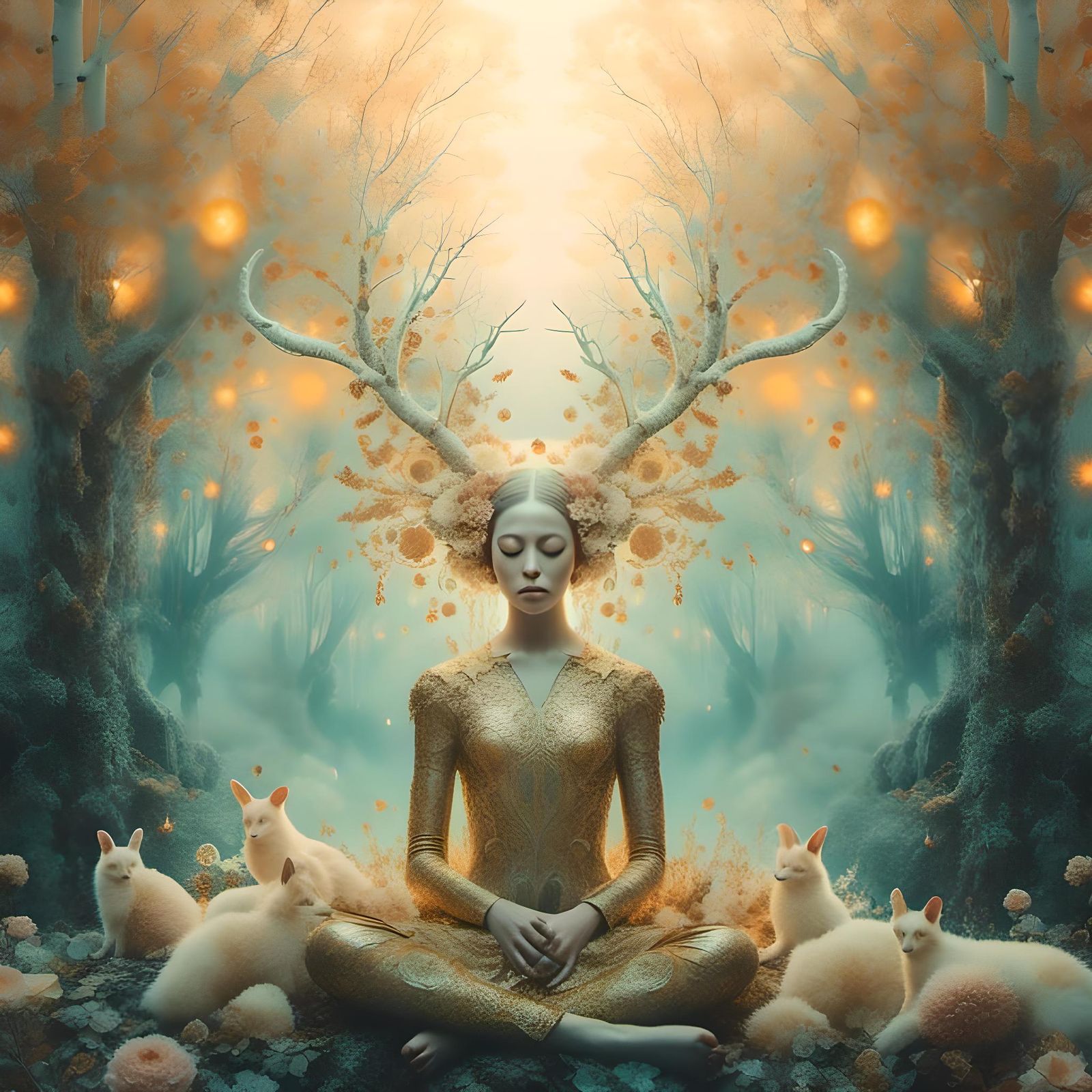 <lora:Vintage Goth:1.0> <lora:IdyllicWorld:1.0> Hyperreal digital art, deep contrast, dreamscape scenic shot, small spir...