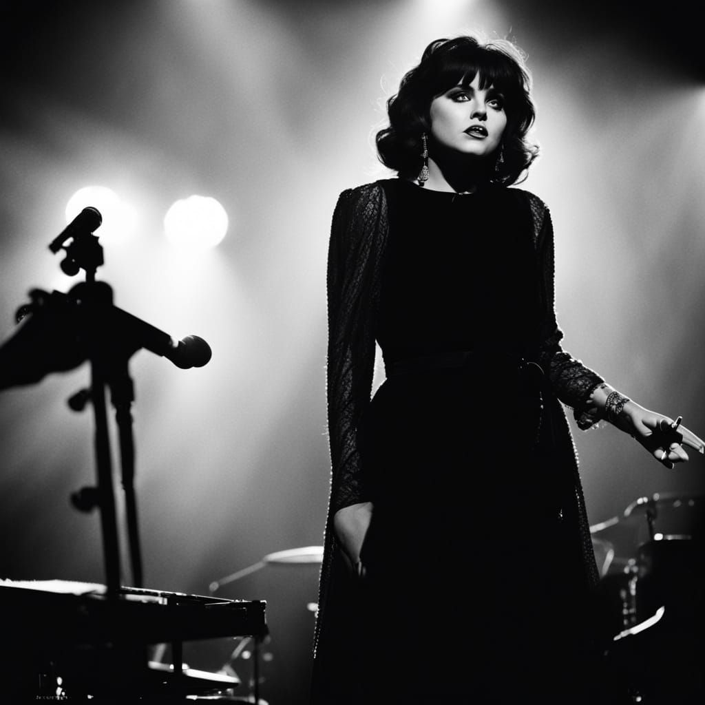 Film Noir Portrait of Singer in Black and White