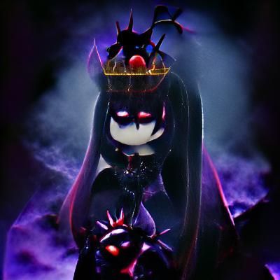 Gothic Queen in Black Dress