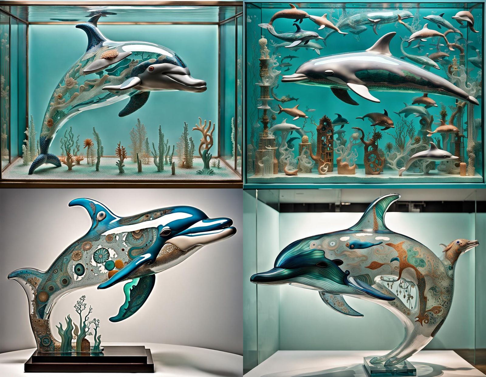 Surreal Translucent Dolphin Model, Whimsical Detailed Artwor...