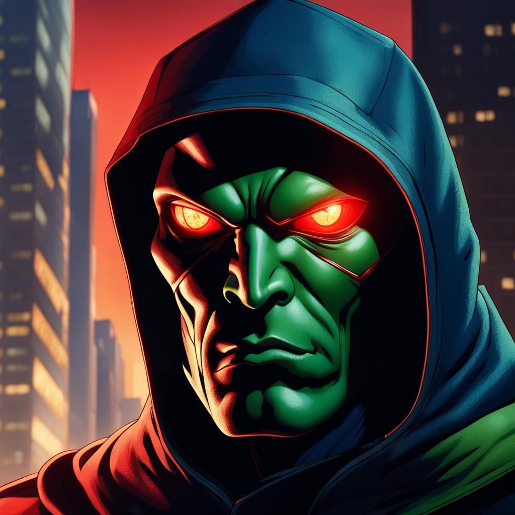 Martian Manhunter Hiding in City, Hyperrealistic Art