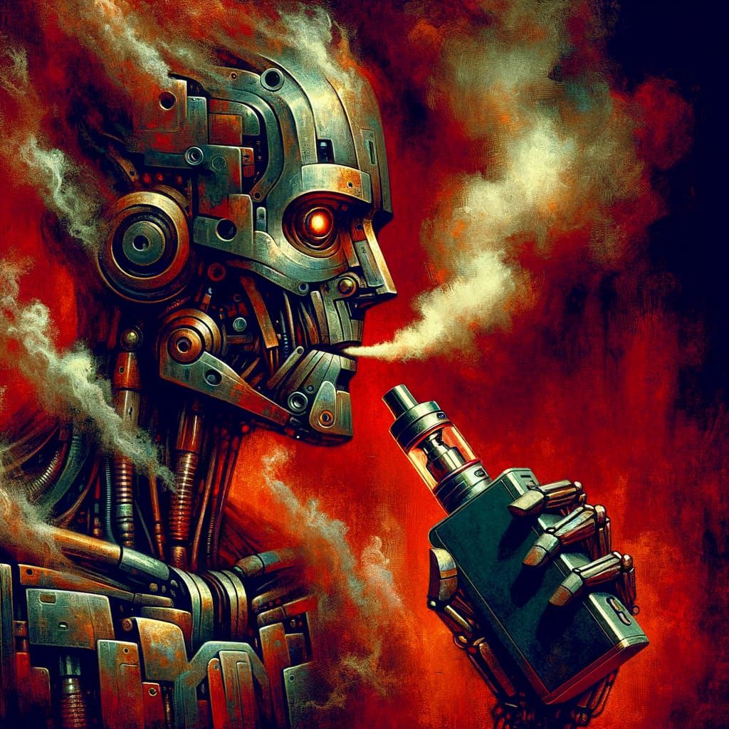 Anxious Automaton in Dark Fantasy Style