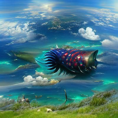 Exotic Fish in Open Ocean, Studio Ghibli Style