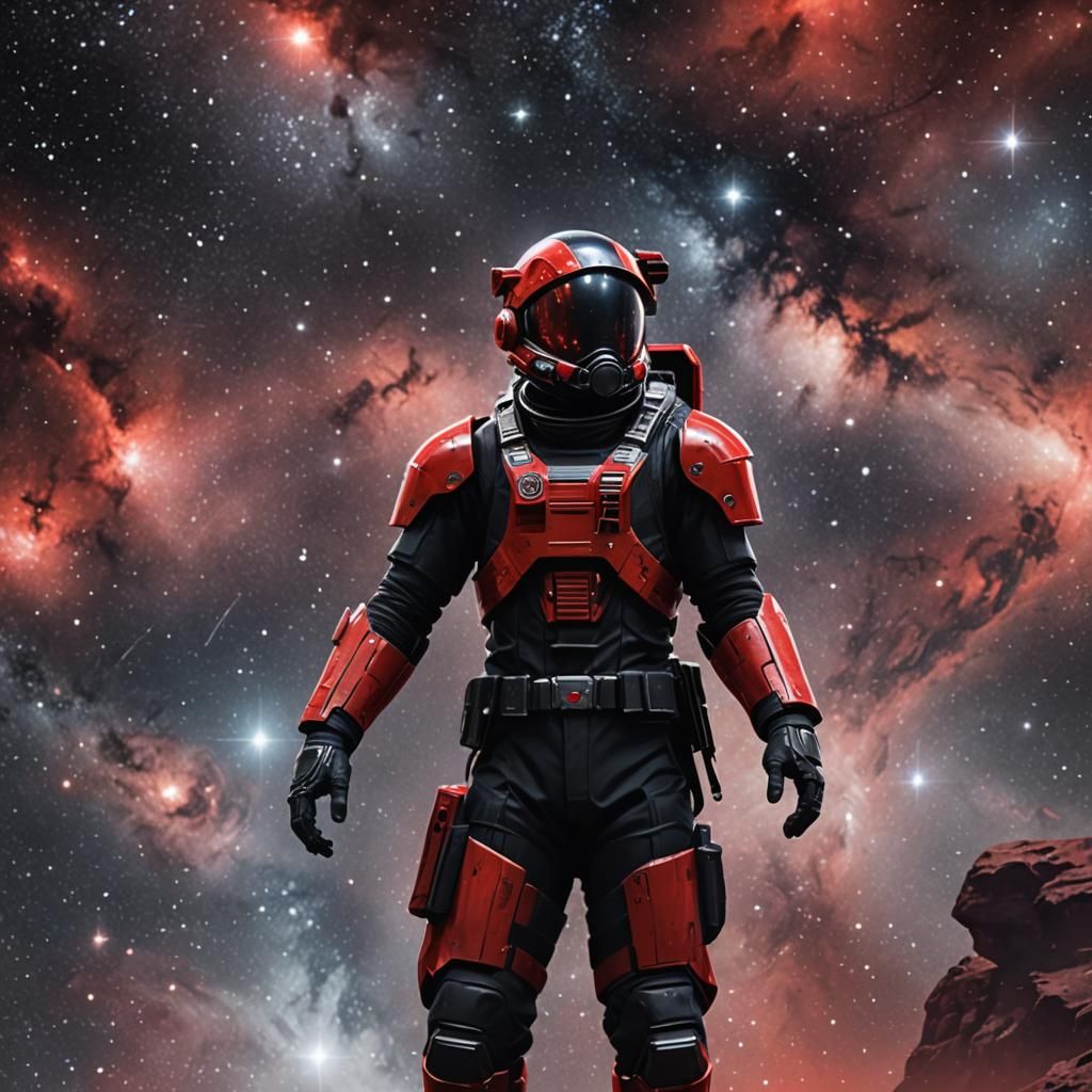 Space Soldier Gazing at Stars