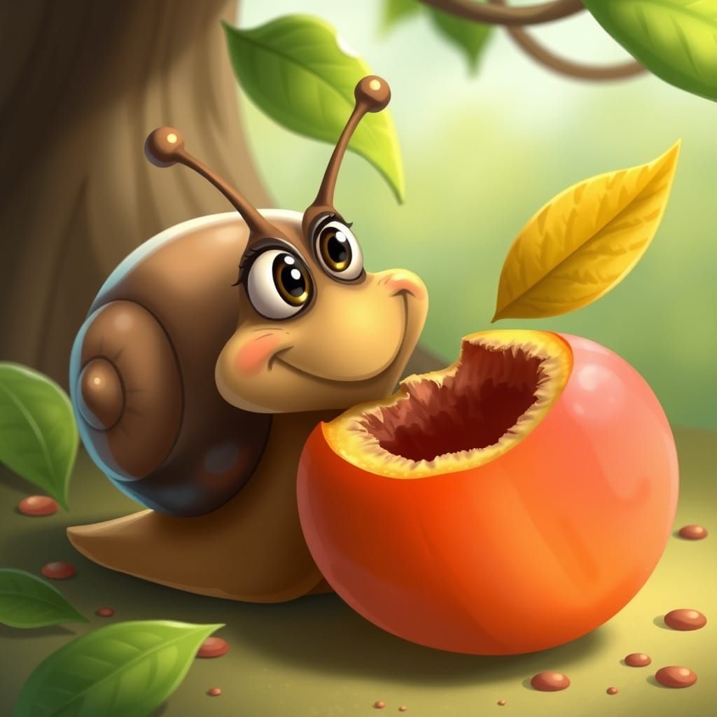 Cartoon Snail's Delight: A Peach Feast