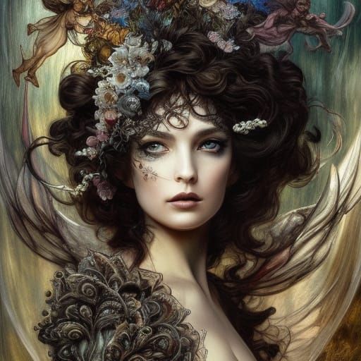 Intricate Rococo Fairy in Dark Regal Style