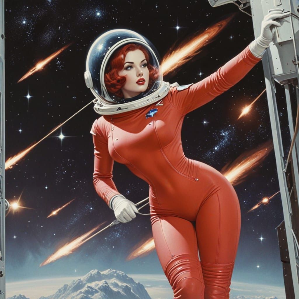 Retro Futuristic Space Siren in 1950s Sci-Fi Style