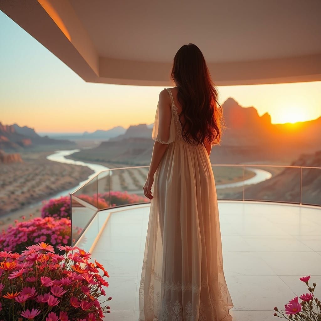 Romantic Desert Oasis at Sunset