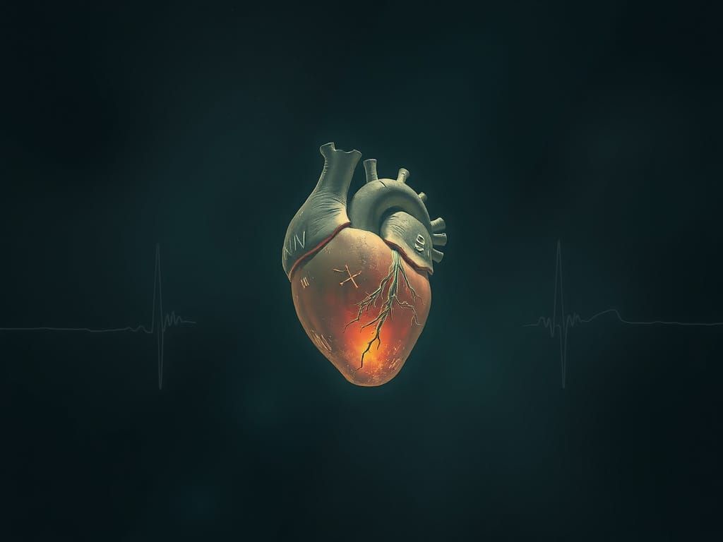 Eerie Heart in Dark Void as Surrealist Painting