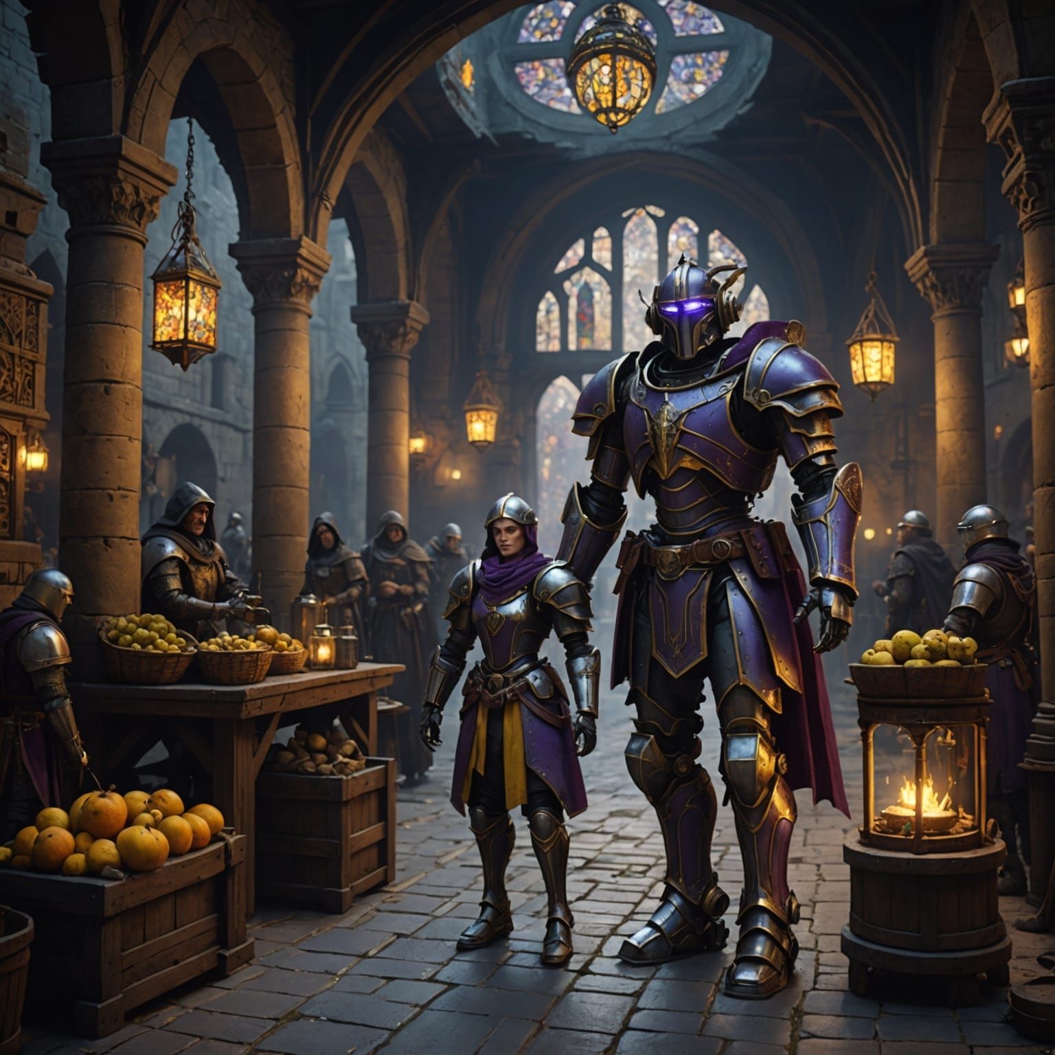 Medieval Robots in Dark Fantasy Style