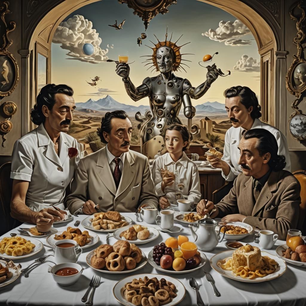 Surreal Family Breakfast in Salvador Dali Style