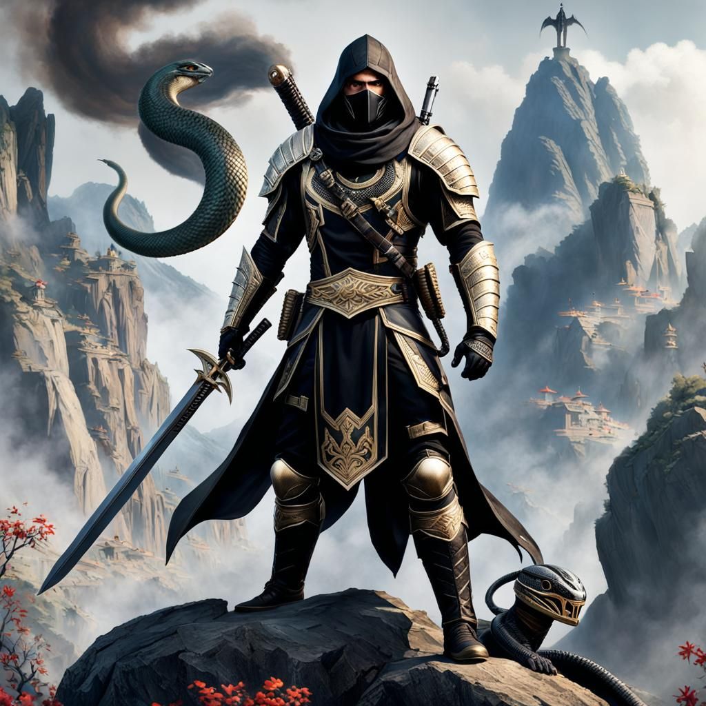 Armored Fighter on Battlefield with Sword