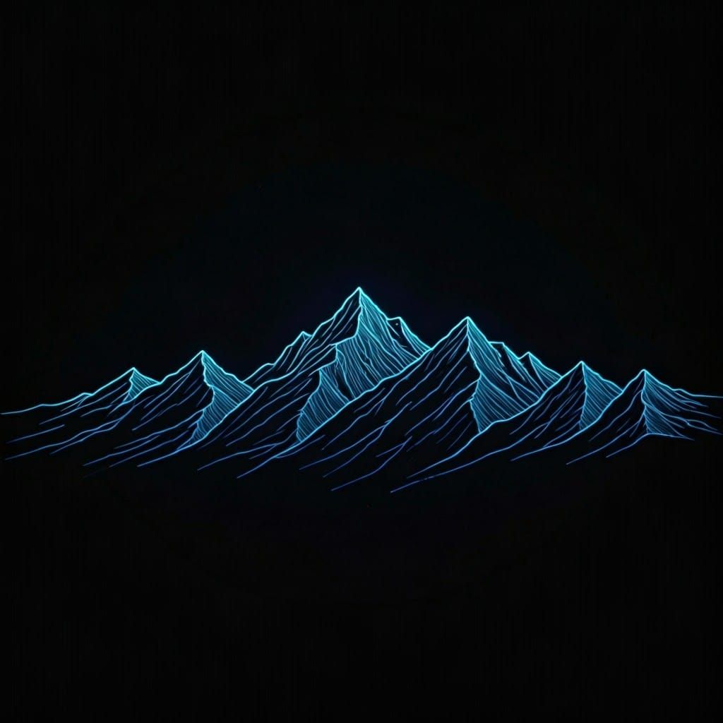 Neon Mountain Silhouettes in Pointillism