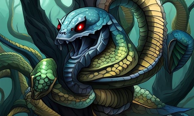 Anime Style Multi-Headed Snake Insect