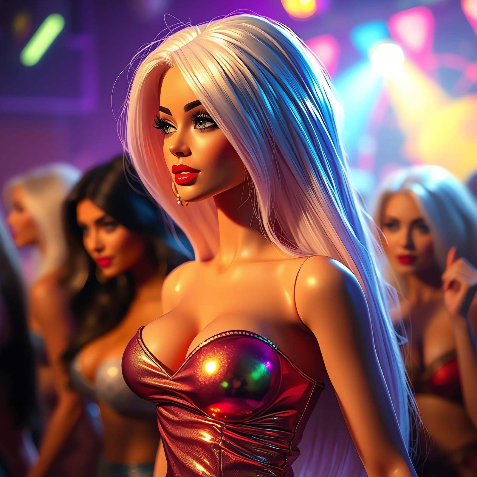 Glamorous Club Scene Featuring Beautiful Brunette Doll