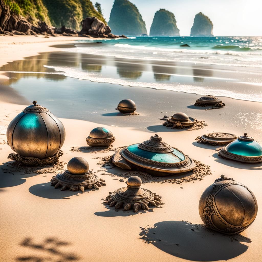 Mysterious Floating Artifacts on a Beach