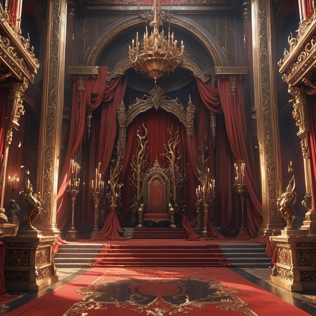 Epic Anime Throne Room with Blood Fountain