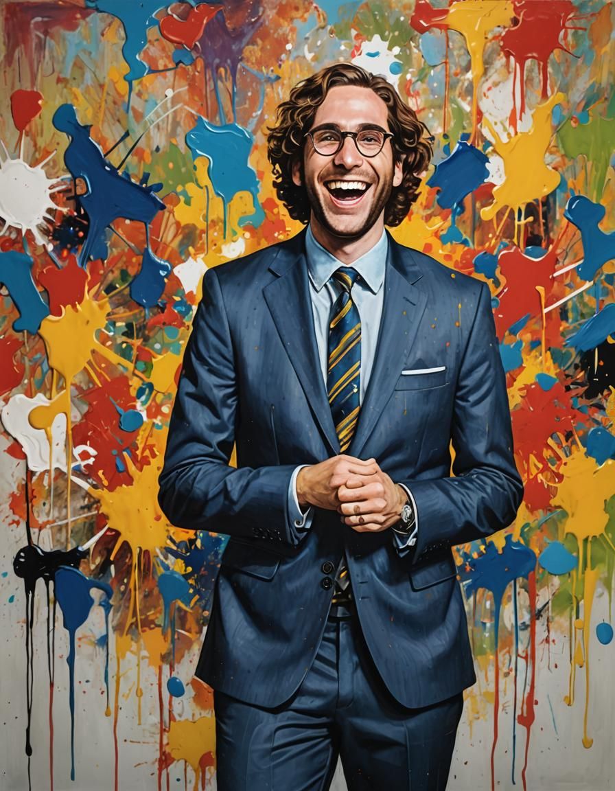 Laughing Man: Oil Painting Portrait in Warhol Style